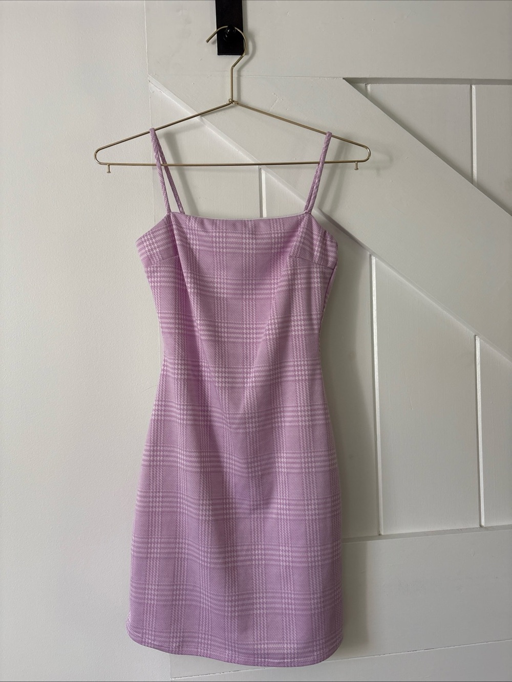 New Windsor Plaid Cami Mini Dress  Lavender Size Small Bodycon Babydoll
